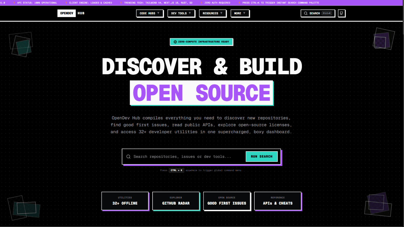 OpenDevHub - Main Interface